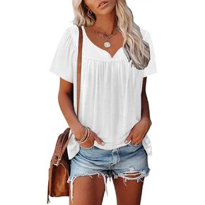 قطع علوية صيفية للنساء 2024 قمصان عصرية بوهو منقوشة بالزهور بأكمام قصيرة قمصان فضفاضة مناسبة أساسية غير رسمية ملابس علوية أنيقة in Kuwait