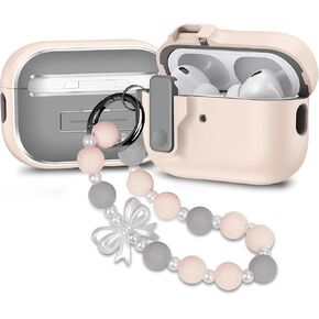 Compatible with AirPods Pro 2nd Generation,1st Gen 2019 Case with Lock, Full Drop Protection Auto Pop-Up Lid Design with Keychain for Girls,Pink Bow