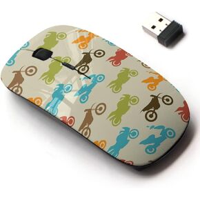 2.4G Wireless Mouse with Cute Pattern Design for All Laptops and Desktops with Nano Receiver - Retro Motorcycle