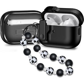 متوافق مع AirPods Pro 2nd Generation ، حالة Gen 2019 الأولى مع قفل ، تصميم كامل للحماية من الغطاء المنبثقة مع سلسلة المفاتيح للفتيات ، القوس الوردي in Kuwait