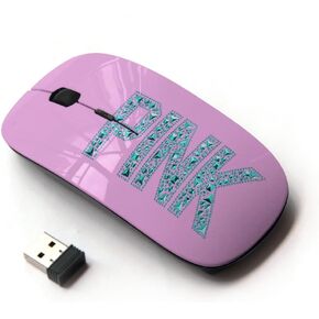 [ Optical 2.4G Wireless Mouse [ Pink Love Text Silver Diamond Gem Bling ]