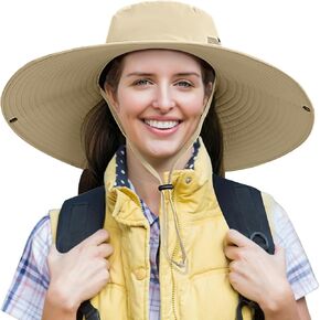 Peicees Women Wide Brim Sun Hat UPF50+ Waterproof Bucket Hat for Fishing Hiking Camping
