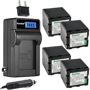 Kastar 4-Pack VW-VBN260 Battery and LCD AC Charger Compatible with Panasonic HC-X900K, HC-X900M, HC-X900MGK, HC-X909, HC-X910, HC-X920, HC-X920M, HDC-HS900, HDC-HS900GK, HDC-HS900GK-3D, HDC-HS900K