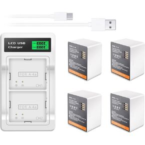 4pcs A-4A 4800mAh بطاريات قابلة لإعادة الشحن وشاحن مزدوج LCD متوافق مع Arlo Ultra و Ultra 2 و Pro 3 و Pro 4 Camera