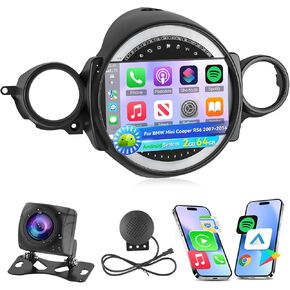 [2+64G] NHOPEEW for Mini Cooper R56 2007-2014 Car Radio with Wireless Carplay and Android Auto - 9 Inch Touch Screen Android Car Stereo - DSP/WiFi/GPS Navi/SWC/Bluetooth + AHD Backup Camera