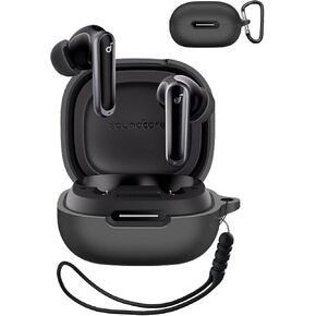 for Anker Soundcore P40i Case Cover, Protective Silicone Skin Accessories with Keychain for Women Men for Anker Soundcore P40i Charging Case,Front LED Visible, 【Black】