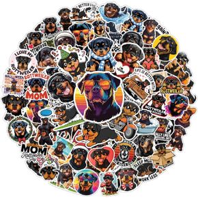 100pcs Rottweiler Stickers - Rottweiler Puppies Sticker Waterproof Decals for Water Bottles Laptop Luggage Computer Scrapbooking Teens Adults Girls Funny Party Birthday Decorations