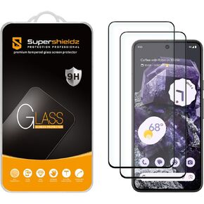Supershieldz (2 Pack) Designed for Google (Pixel 8) Tempered Glass Screen Protector, Anti Scratch, Bubble Free (Black)