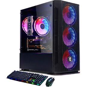 AQ10 Gaming PC Tower with Intel Core i7 Up to 4.0Ghz, RX 580 8GB GDDR5 Graphics Card, 1TB SSD 32GB RAM Memory, RGB Fans, Windows 10 Pro - Black