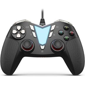 PC Steam Game Controller, ONE Pro Wired USB Gaming Gamepad Joystick Compatible with Computer/Laptop(Windows 10/8/7/XP), Android(Phone/Tablet/TV/Box), PS3 - [Black&Silver]