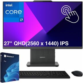 Lenovo IdeaCentre All in one Computer | 27" QHD (2560 x 1440), IPS Display | Intel 13th 10-Core i7-13620H | 64GB DDR5 RAM + 1TB Pcle SSD | Windows 11 Pro | WiFi | HDMI | USB-C