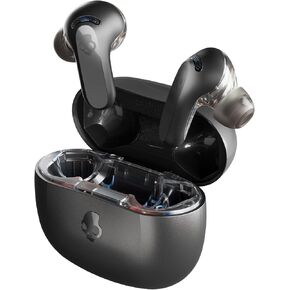 Skullcandy Rail ANC In-Ear Noise cancelling Wireless Earbuds, 27 Hr Battery, Microphone, Works with iPhone Android and Bluetooth Devices - True Black (Renewed)