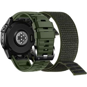 QuickFit Nylon Silicone 26 مم نطاق Garmin Fenix ​​8 51mm/Epix Pro 51mm/Fenix ​​7x/Fenix ​​6x/Fenix ​​5x/Instinct 2x/Enduro 2/3 ، Watch Silicon Hook Band for Fenix ​​5x Plus/Fenix ​​3/Descent Mk2i