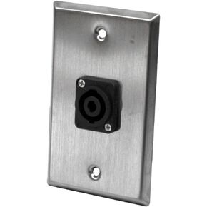 Seismic Audio Speakers Single 4 Pole Speakon Connector Wall Plate, Stainless Steel Wall Plate