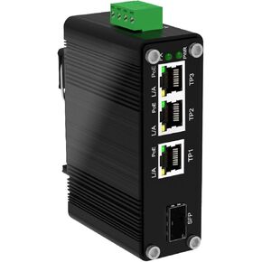 3 Ports PoE Gigabit Industrial Ethernet Switch PoE+ Fiber Switch with 100/1000M SFP IEEE 802.3at PoE Supporting Din-Rail 12~48V DC Input