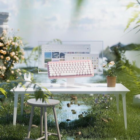 x UBOTIE Wireless Bluetooth TKL Keyboard with 84 Retro Round Keycaps, Typewriter-Style, for PC/Mac/Tablets(Purple-Colorful) in Saudi Arabia