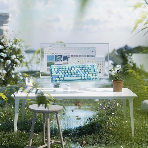 X Ubotie اللاسلكي Bluetooth TKL لوحة مفاتيح مع 84 قفصات مستديرة رجعية ، على طراز الآلة الكاتبة ، للكمبيوتر/أجهزة الكمبيوتر/الأجهزة اللوحية (اللون الأرجواني) in Kuwait