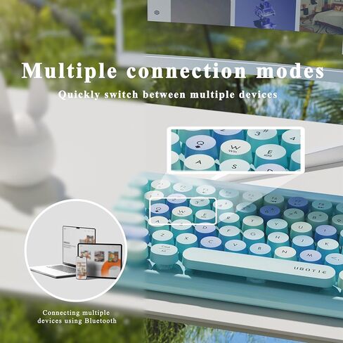 X Ubotie اللاسلكي Bluetooth TKL لوحة مفاتيح مع 84 قفصات مستديرة رجعية ، على طراز الآلة الكاتبة ، للكمبيوتر/أجهزة الكمبيوتر/الأجهزة اللوحية (اللون الأرجواني) in Kuwait