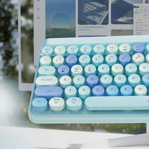 X Ubotie اللاسلكي Bluetooth TKL لوحة مفاتيح مع 84 قفصات مستديرة رجعية ، على طراز الآلة الكاتبة ، للكمبيوتر/أجهزة الكمبيوتر/الأجهزة اللوحية (اللون الأرجواني) in Kuwait