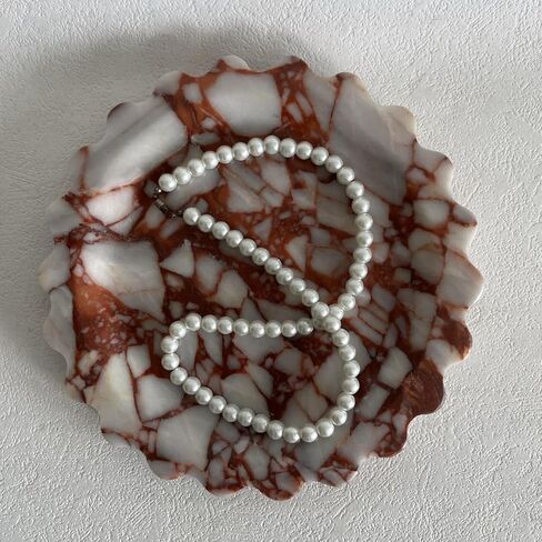 صينية تقديم رخامية من الحجر الجيري من SAIDKOCC، صينية دائرية على شكل صدفي، طبق تقديم صغير للعداد، الحمام، المطبخ، منضدة، حامل أطباق حلقي للمجوهرات (حجر جيري بيج) in Kuwait