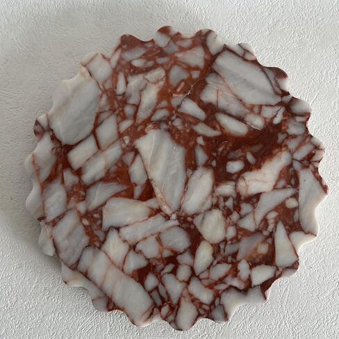 صينية تقديم رخامية من الحجر الجيري من SAIDKOCC، صينية دائرية على شكل صدفي، طبق تقديم صغير للعداد، الحمام، المطبخ، منضدة، حامل أطباق حلقي للمجوهرات (حجر جيري بيج) in Kuwait