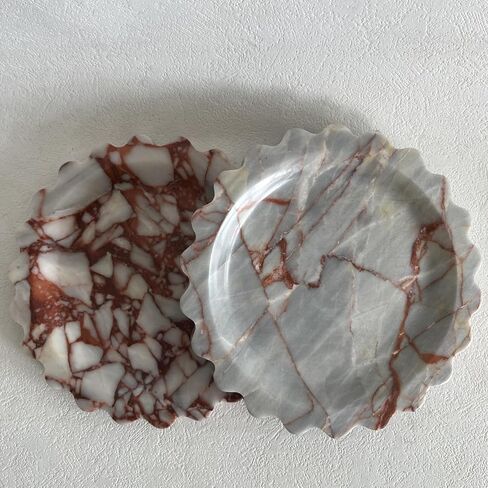 صينية تقديم رخامية من الحجر الجيري من SAIDKOCC، صينية دائرية على شكل صدفي، طبق تقديم صغير للعداد، الحمام، المطبخ، منضدة، حامل أطباق حلقي للمجوهرات (حجر جيري بيج) in Kuwait