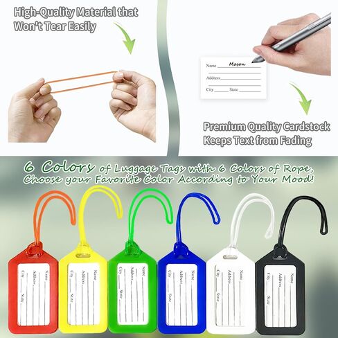 Luggage Tags for Suitcases：6 Pack Travel Tags for Luggage, Bright Luggage Bag Tags Name Tags for Kids Adults Travel Accessories Must Haves - Bag Tags for Backpacks in Saudi Arabia
