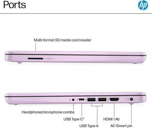 HP 14" Laptop Student Business Computer - 2025 New Version, Intel N150 Processor, 1-Year Microsoft 365, Win 11 Home, Copilot AI, 12Hr Battery, 16GB RAM 384GB Storage (128GB UFS+256GB MSD) Lavender in Kuwait