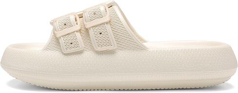 صنادل HQUEC بإبزيم للنساء والرجال، شبشب مسطح من مادة إي في إيه قابل للتعديل، شبشب وسادة مريح in Kuwait