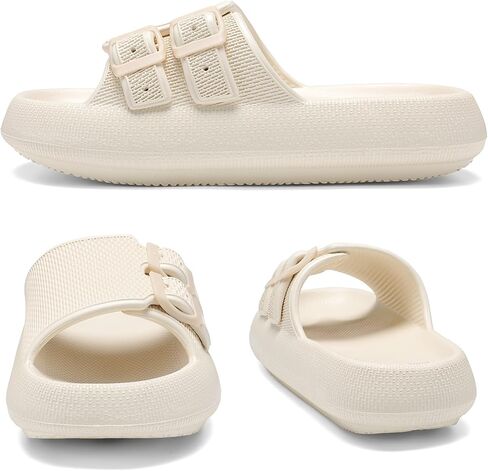 صنادل HQUEC بإبزيم للنساء والرجال، شبشب مسطح من مادة إي في إيه قابل للتعديل، شبشب وسادة مريح in Kuwait