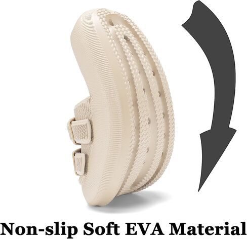 صنادل HQUEC بإبزيم للنساء والرجال، شبشب مسطح من مادة إي في إيه قابل للتعديل، شبشب وسادة مريح in Kuwait