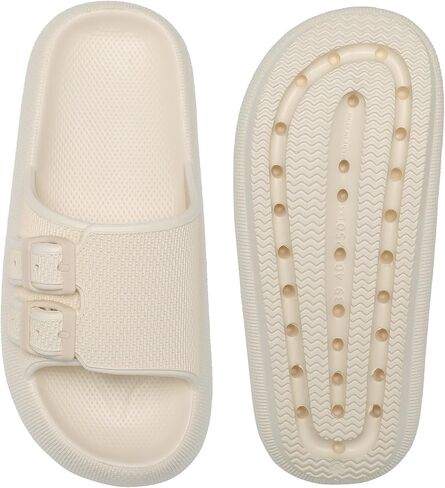 صنادل HQUEC بإبزيم للنساء والرجال، شبشب مسطح من مادة إي في إيه قابل للتعديل، شبشب وسادة مريح in Kuwait