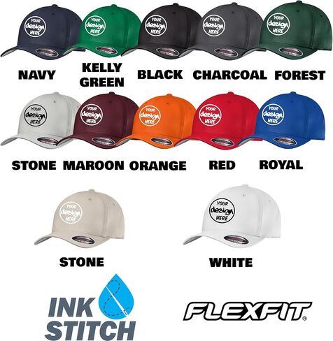 INK STITCH C813 Flexfit Custom Embroidery Add Logo/Texts Cotton Twill Caps in Kuwait
