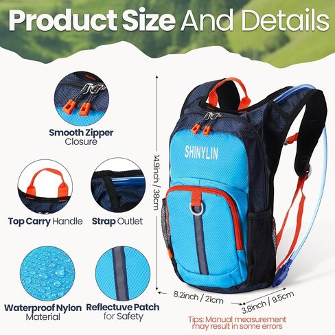 Shinylin 3 Pcs Kids Hydration Backpack with 1.5 L Water Bladder Hydration Pack for Kids Hydration Water Backpack for Kids Lightweight Insulated Water Pack for Boys Girls Biking Climbing Running Hiking in Kuwait