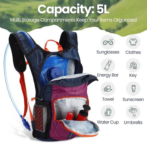 Shinylin 3 Pcs Kids Hydration Backpack with 1.5 L Water Bladder Hydration Pack for Kids Hydration Water Backpack for Kids Lightweight Insulated Water Pack for Boys Girls Biking Climbing Running Hiking in Kuwait