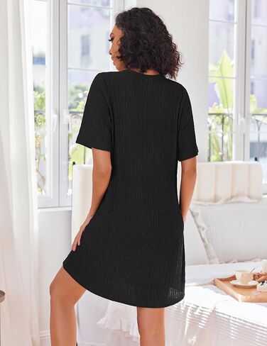 Ekouaer Women's Zipper Bathrobe Short Housecoat Summer Soft Knit Robe Short Sleeve Loungewear Nightgown with Pockets in Saudi Arabia