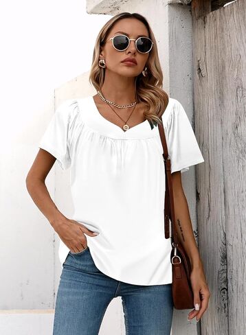 قطع علوية صيفية للنساء 2024 قمصان عصرية بوهو منقوشة بالزهور بأكمام قصيرة قمصان فضفاضة مناسبة أساسية غير رسمية ملابس علوية أنيقة in Kuwait