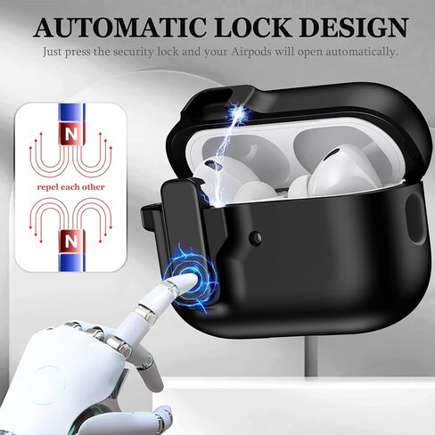 متوافق مع AirPods Pro 2nd Generation ، حالة Gen 2019 الأولى مع قفل ، تصميم كامل للحماية من الغطاء المنبثقة مع سلسلة المفاتيح للفتيات ، القوس الوردي in Kuwait