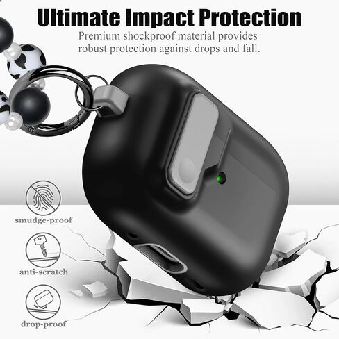 متوافق مع AirPods Pro 2nd Generation ، حالة Gen 2019 الأولى مع قفل ، تصميم كامل للحماية من الغطاء المنبثقة مع سلسلة المفاتيح للفتيات ، القوس الوردي in Kuwait