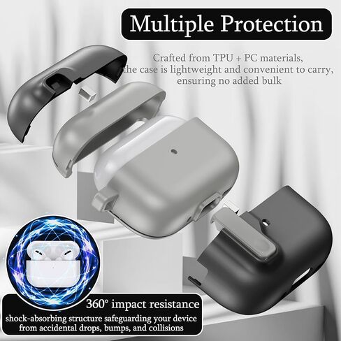 متوافق مع AirPods Pro 2nd Generation ، حالة Gen 2019 الأولى مع قفل ، تصميم كامل للحماية من الغطاء المنبثقة مع سلسلة المفاتيح للفتيات ، القوس الوردي in Kuwait