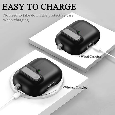 متوافق مع AirPods Pro 2nd Generation ، حالة Gen 2019 الأولى مع قفل ، تصميم كامل للحماية من الغطاء المنبثقة مع سلسلة المفاتيح للفتيات ، القوس الوردي in Kuwait