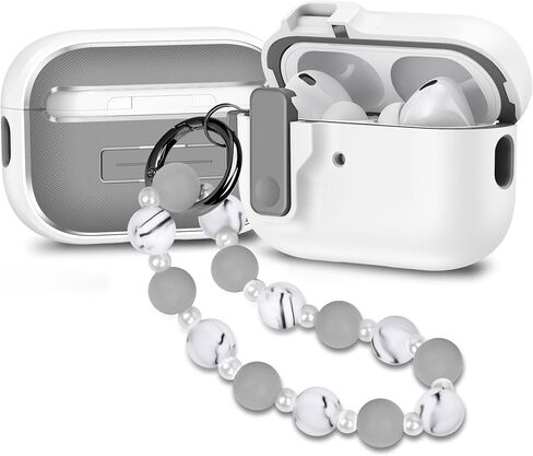 متوافق مع AirPods Pro 2nd Generation ، حالة Gen 2019 الأولى مع قفل ، تصميم كامل للحماية من الغطاء المنبثقة مع سلسلة المفاتيح للفتيات ، القوس الوردي in Kuwait