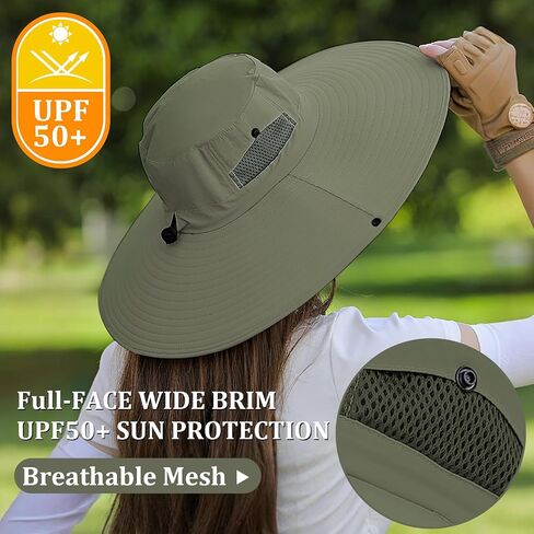 Peices Women Wide Brim Sun Hat UPF50+ قبعة دلو مقاومة للماء لصيد المشي لمسافات طويلة التخييم in Saudi Arabia