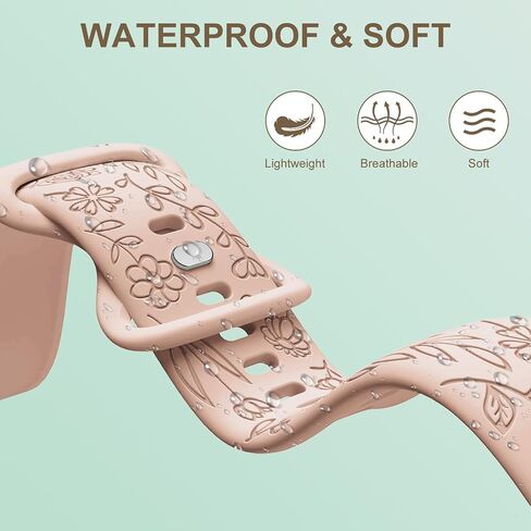 Floral Engraved Bands Compatible with Garmin Vivoactive 4 / Venu 3 / Venu 2 45mm, 22mm Soft Silicone Flower Pattern Sport Replacement Wristband for Garmin Forerunner 745/265/255/255 Music Smart Watch in Saudi Arabia
