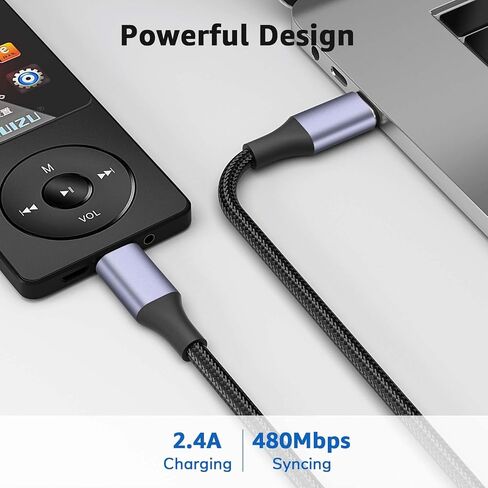 USB C to Mini USB Cable 3FT, [Aluminum Shell, Braided] Durable Mini-B 5-Pin to Type-C Data Charging Charger OTG Cord for Hero 3+, PS3 Controller, Canon Nikon Camera, GPS, Blue Yeti in Saudi Arabia
