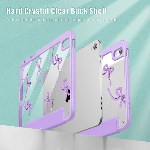 May Cash Case for iPad Air 13 Inch (M3) 2025 ، (M2) 2024 - [حامل قلم رصاص مدمج] غطاء مقاوم للصدمات مع قذيفة شفافة واضحة ، وغطاء للنوم/الاستيقاظ الأرجواني ، أقواس أرجوانية in Kuwait