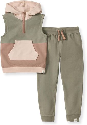 Burt's Bees Baby baby-boys Shirt and Pant Set, Top & Bottom Outfit Bundle, 100% Organic Cotton in Kuwait