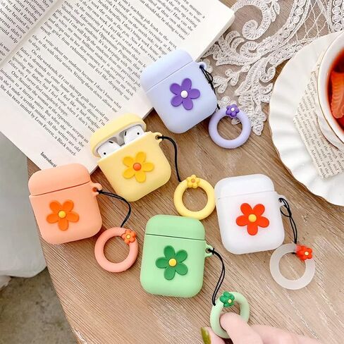 أمثل المتوافق مع Airpods Case لطيف كرتون زهرة نمط الفتيات ناعمة السيليكون مقاوم للصدمة تصميم سلسلة المفاتيح in Kuwait