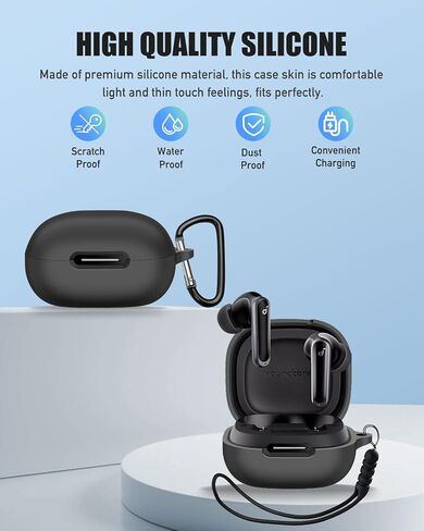 للحصول على غطاء حالة ANKER Soundcore P40I ، فإن إكسسوارات الجلد الواقية للسيليكون مع سلسلة مفاتيح للنساء من أجل anker Soundcore P40I Case ، LED Frontible Visible ، 【Black】 in Kuwait