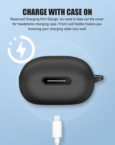 للحصول على غطاء حالة ANKER Soundcore P40I ، فإن إكسسوارات الجلد الواقية للسيليكون مع سلسلة مفاتيح للنساء من أجل anker Soundcore P40I Case ، LED Frontible Visible ، 【Black】 in Kuwait